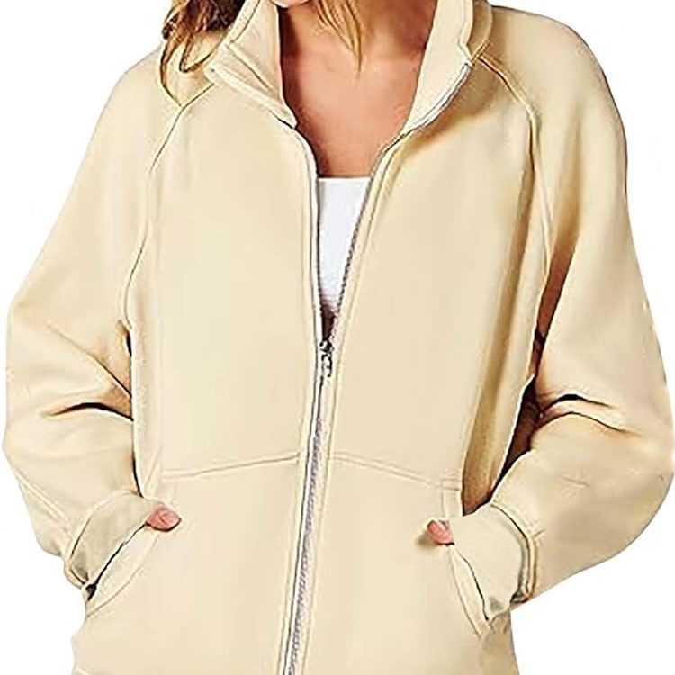 zip-up sweatshirt without hood women's